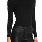 AFRM Bodysuit Black Ribbed Off Shoulder Long Sleeve Bodysuit Sz S EUC Photo 0