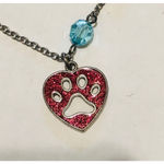 Vintage Dog Lover Paw Print Charm Bracelet Turquoise Red Blue Photo 1