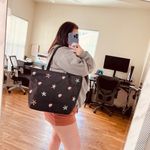 Vintage Y2K Shell Starfish Print Beachy Nylon Shoulder Bag Purse Black Photo 8