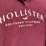 Hollister  Burgundy Waffle Oversized Cropped Hoodie Sweater Medium Photo 2