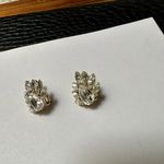 Trifari Gorgeous Signed  Clear Rhinestone / Gold Tone Clip-on Clip On Earrings Photo 8
