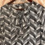 Karl Lagerfeld Karl Lagerfield Paris Tie Front Ruffle Long Sleeve Blouse Black White Medium Photo 1