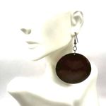 large round brown leather circle earrings Photo 3