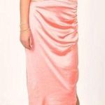 Smythe Rose Pink Asymmetric Satin Ruched Midi Skirt Size 6 Photo 0
