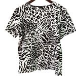 Alfred Dunner Animal Print Top Zebra Leopard Short Sleeve Tee Shirt S Black Photo 4
