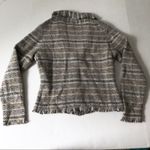 Banana Republic M Grey Beige Tan Cardigan Fringed Photo 7