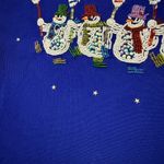 Lisa International Festive Snowmen Beaded Christmas Sweater Royal Blue Sz M Size M Photo 7