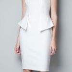ZARA  Cap Sleeve Square Neck Above Knee Bodycon Sheath Dress White Women's XS Photo 0