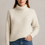 Madewell Off White Confetti Mock Neck Sweater Cozy Fuzzy Winter Pullover Size S Photo 0