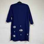 The Vermont Country Store Navy Blue Crepe Cotton White Fish Print Dress Womens M Size M Photo 10