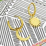 Moon and Sun Hoop Earrings Gold Photo 1