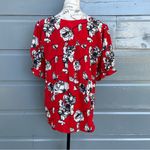 West Kei  Red Floral Blouse with Black and White Accents From Stitchfix‎ Photo 1
