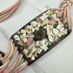 Womens Chunky Shell Chip Studded Tie Belt Boho Medium (M) Large (L) ✨ Pink Photo 6