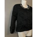 Hearts Of Palm Jacket Womens Petite Black Embellished Scoop Neck Button Front Size undefined Photo 2