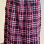 Blair Boutique Vintage Red White Gray Black Plaid Midi Skirt SZ 10 Wool Blend Photo 0