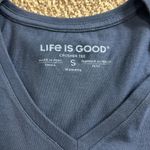 | Life is Good Crusher V-neck Heart Watercolor Flag T-shirt Photo 1