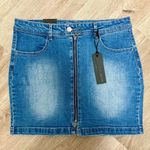 Black Label  Full Front Zipper Denim Mini Skirt Photo 0