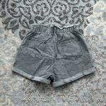 Denim Elastic High Waist Cuffed Shorts Black Large Photo 6