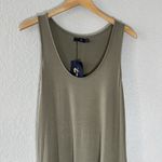 Seven7  Women's Size M Olive Midi Tank Dress Sleeveless Minimalist Lounge Pockets Photo 2