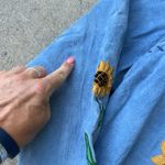 Quacker Factory Y2K  Blue Suede Fall Sunflowers Genuine Leather Jacket 3X NWT Photo 3