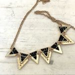 Gold tone black beaded triangle necklace Photo 7