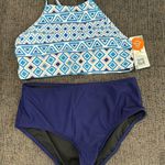 NWT women’s 2 piece bikini set. Small. High waisted with UPF 50+ Blue Photo 0