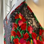 Victoria's Secret  Vintage Gold Label Satin & Lace Nightie Slip Red & Pink Tulips Photo 7