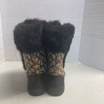 Coach Jeannie Signature Fur Lined Boots Size 7B Mid Calf Brown & Black Size 7B Photo 4