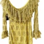Retrofete Chartreuse Lace Long Sleeve Dress Yellow Size M Photo 3