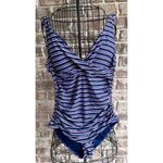 NipTuck Swim Swimsuit Size 8 Sailor Stripe One Piece Navy Red Tummy Cont… Blue Photo 2