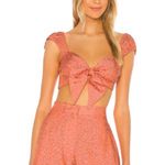 LPA NWOT Revolve Shorts Matching Set Sorbet Brocade Jacquard Print Bright Crop High Rise Shiny Jane Pia Photo 0