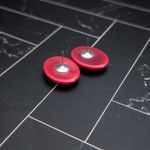Vintage Stud Earrings Shades of Red Oval Photo 4