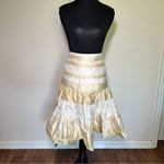 Seventy Y2K Cream and Tan Silk Midi Skirt L White Size L Photo 1