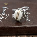 Vintage 1970s White Rhinestone Adjustable Boho Ring Stainless Steel Photo 4