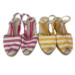 Chico's Jessa Lot of 2 Yellow & Pink Striped Espadrille Wedges Sandals Size 7 Photo 1