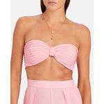 Ronny Kobo Pink Mayah Pleated Bandeau Strapless Smocked Crop Top Size Small Photo 1