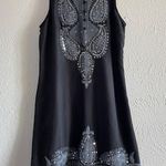 Free People  Black Sleeveless Tunic Dress Silver Sequins Embroidered Scoop Neck 2 Photo 0