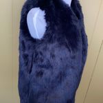 A New Day women S open front sleeveless faux fur vest navy blue Photo 3