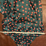 Queen B Maternity London Polka‎ Dot Satin Maxi Dress Teal Red Ruffle Hem Size 16 Green Photo 14