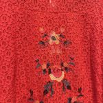 Altar'd State Lace Embroidered Lined Blouse Red Short Sleeve Floral Size Small Photo 7
