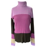 The Limited  purple & brown stripe Y2K Turtleneck Cotton Sweater Size large Photo 2