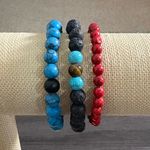 Turquoise Lava Red Jasper Beaded Bracelets Blue Photo 3