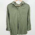 Aerie Shirt Women XS Green Collared Long Sleeve Button Front Cotton Blend Photo 0