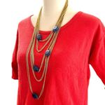 Amrita Singh  18K gold plated multi brass chain necklace, blue stones, NWT Photo 1