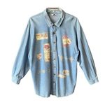 Vintage, long sleeve, chambray floral, rose shirt Size L Photo 0