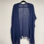 Tommy Bahama Blue Linen Short Sleeve Open Front Kimono With Fringe S/M Photo 6