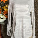 Doe & Rae ✅3/$30✅NWT  Cream Striped Long Sleeve Side Ruched & Tie Top | LARGE | Photo 0