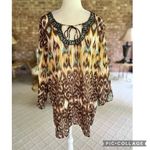 Club Z Animal Print Brown Multi Sequin Swim Beach Coverup L Tan Size L Photo 1