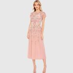 Mac Duggal 9134 Womens Embellished High Neck Butterfly Sleeve Midi Dress Photo 2