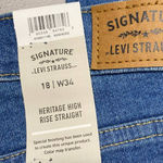 Signature Levi Strauss Denim Blue Jeans Heritage High Rise Straight Distressed Size 18 Photo 2
